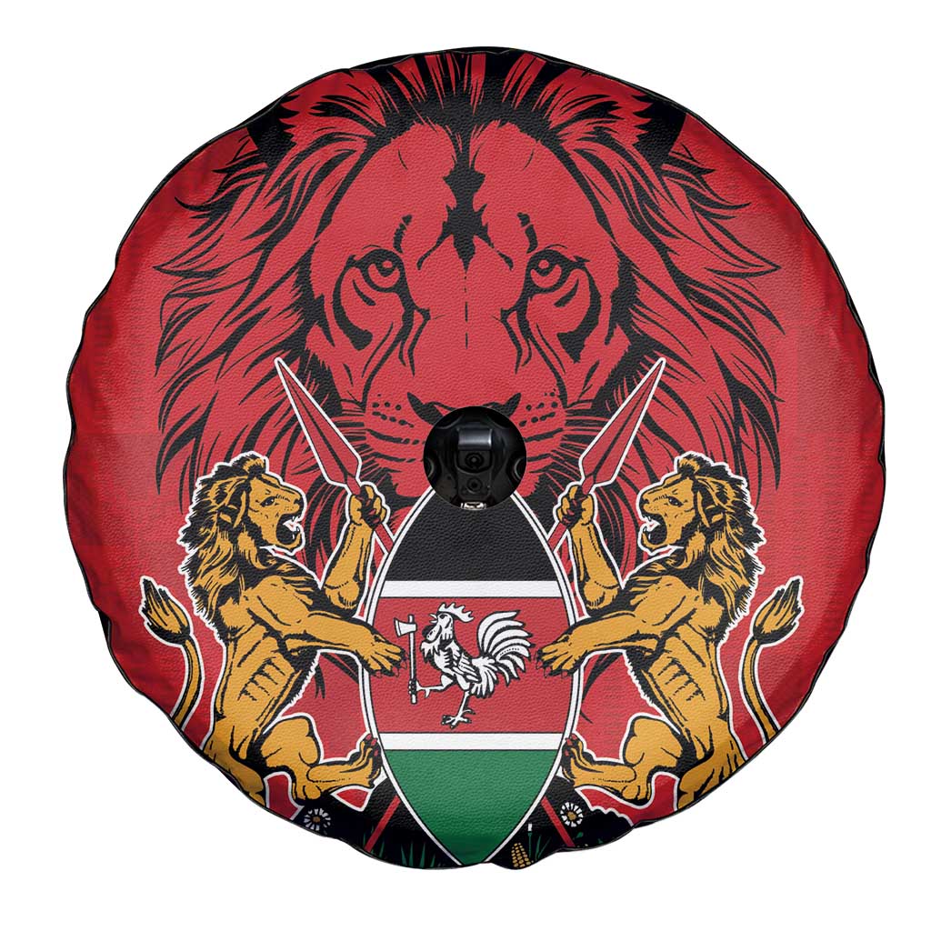 Kenya Spare Tire Cover Coat Of Arms With Kente Patterns - Wonder Print Shop
