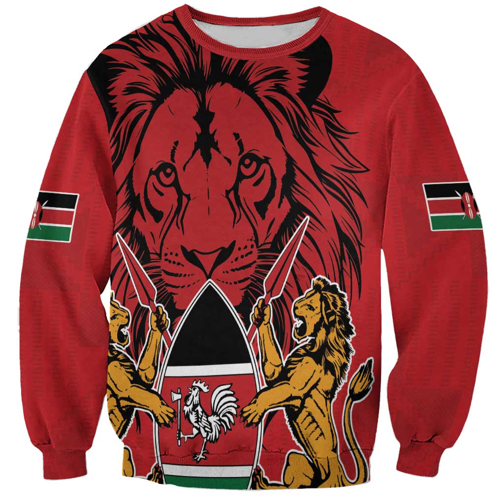 Kenya Sweatshirt Coat Of Arms With Kente Patterns - Wonder Print Shop