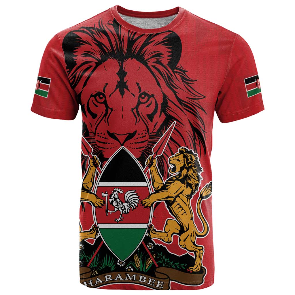 Kenya T Shirt Coat Of Arms With Kente Patterns - Wonder Print Shop