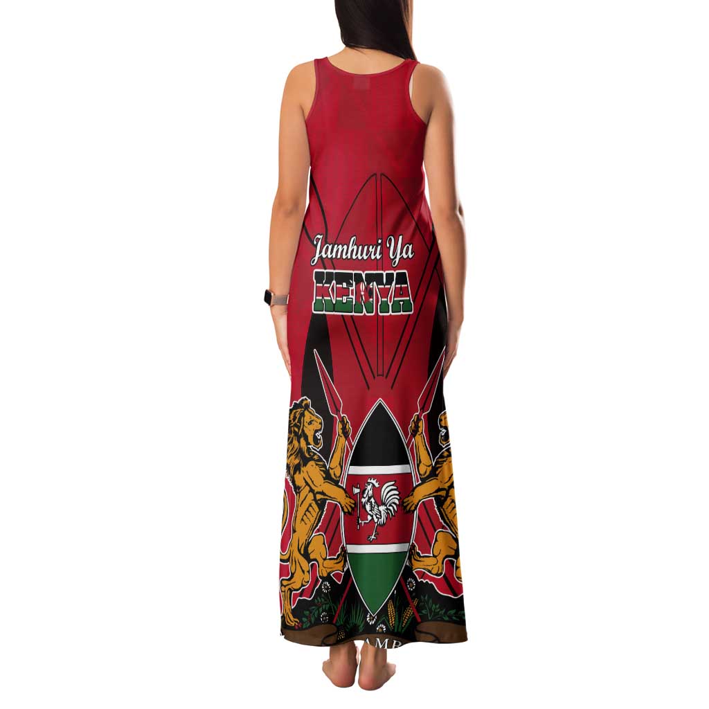 Kenya Tank Maxi Dress Coat Of Arms With Kente Patterns - Wonder Print Shop
