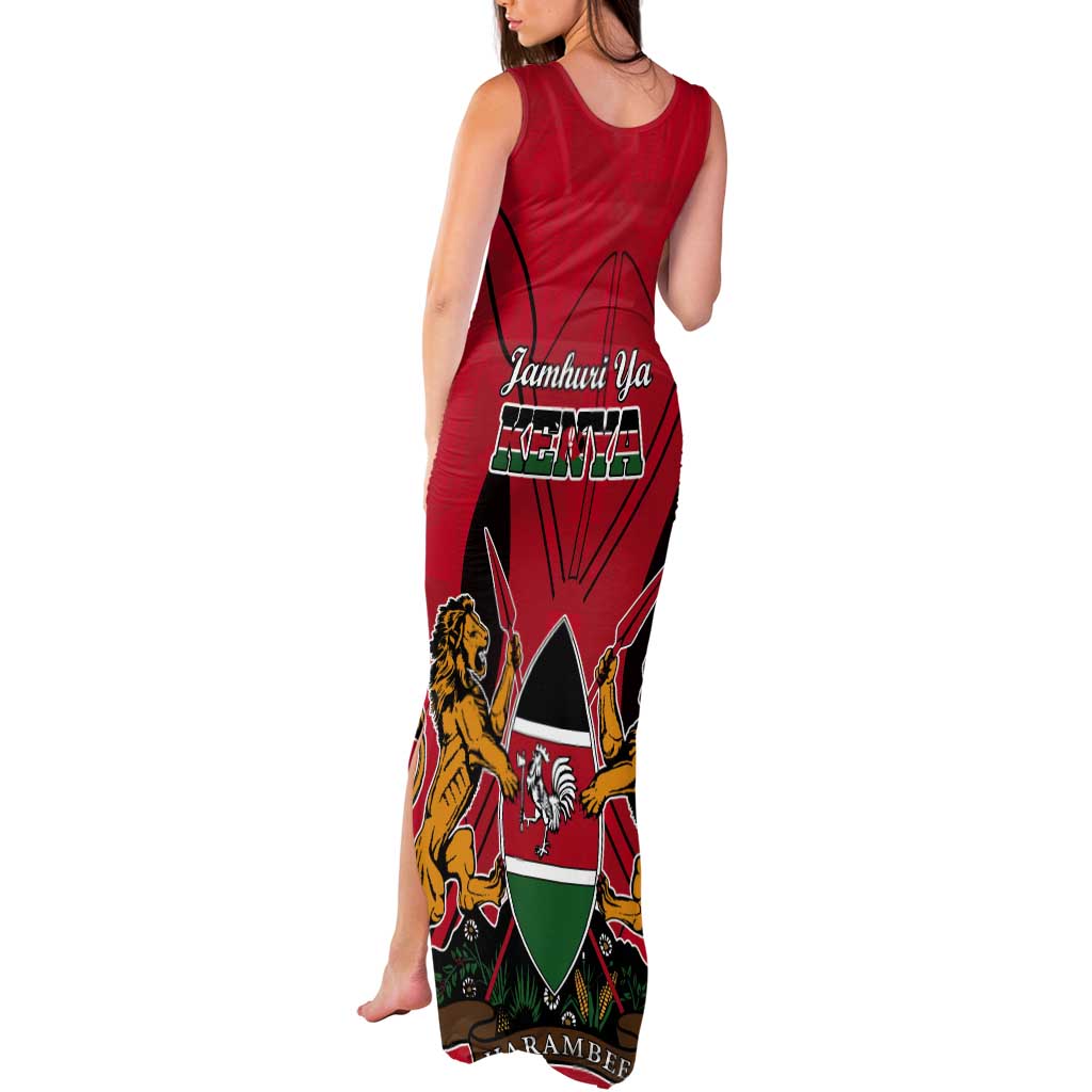 Kenya Tank Maxi Dress Coat Of Arms With Kente Patterns - Wonder Print Shop