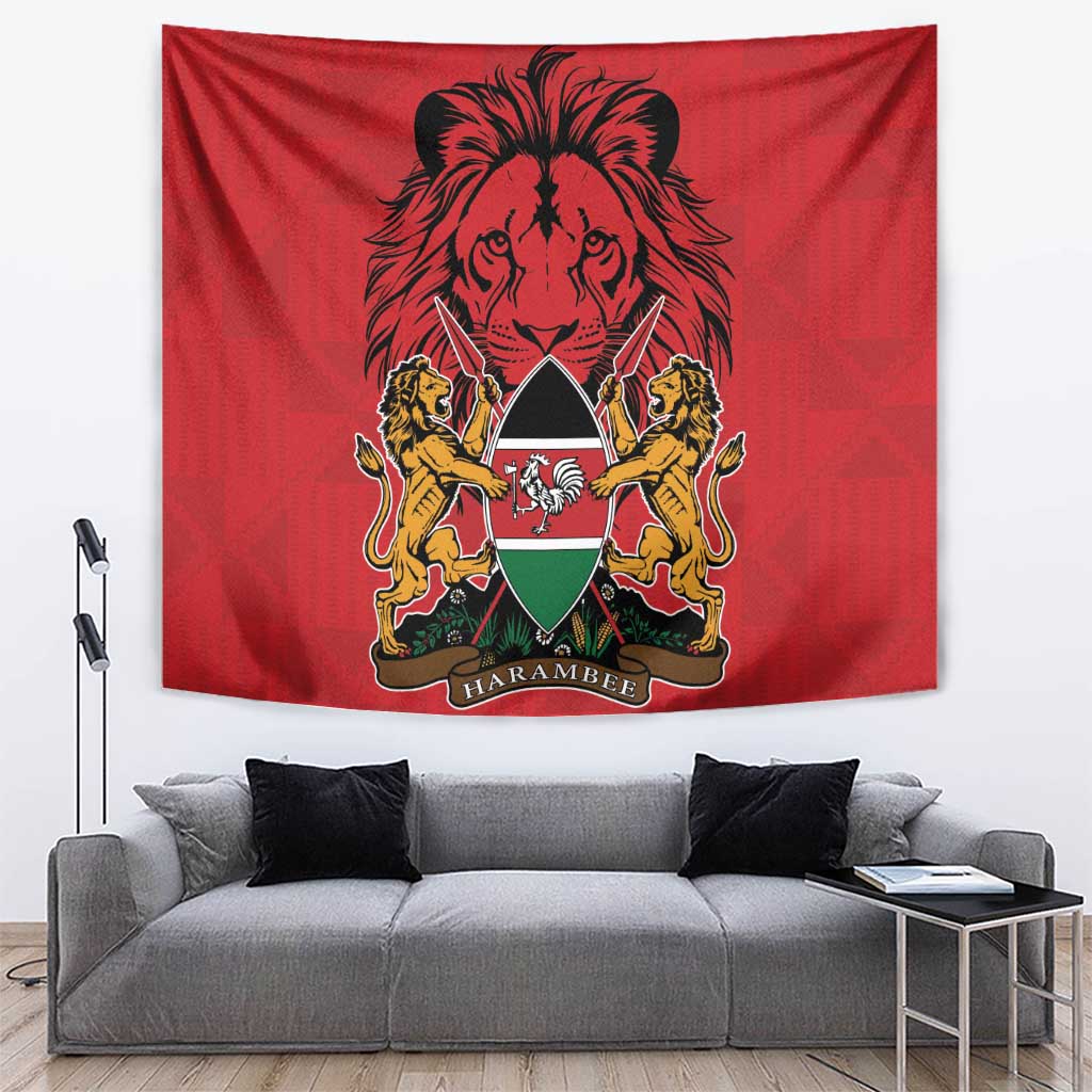 Kenya Tapestry Coat Of Arms With Kente Patterns - Wonder Print Shop
