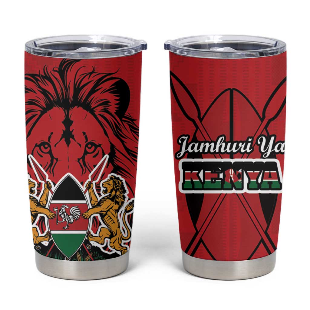 Kenya Tumbler Cup Coat Of Arms With Kente Patterns - Wonder Print Shop