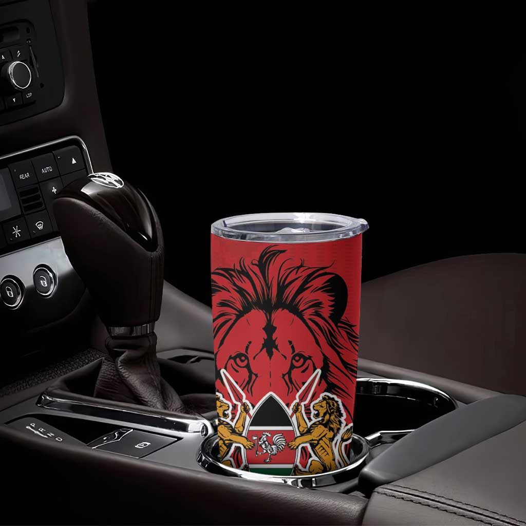 Kenya Tumbler Cup Coat Of Arms With Kente Patterns - Wonder Print Shop