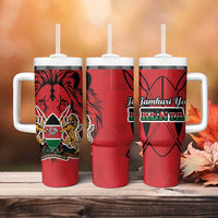 Kenya Tumbler With Handle Coat Of Arms With Kente Patterns - Wonder Print Shop