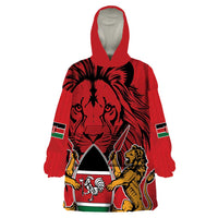 Kenya Wearable Blanket Hoodie Coat Of Arms With Kente Patterns - Wonder Print Shop
