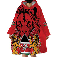 Kenya Wearable Blanket Hoodie Coat Of Arms With Kente Patterns - Wonder Print Shop