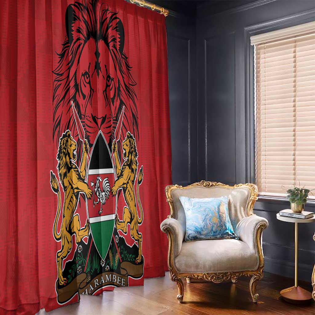 Kenya Window Curtain Coat Of Arms With Kente Patterns - Wonder Print Shop