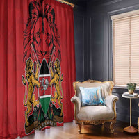 Kenya Window Curtain Coat Of Arms With Kente Patterns - Wonder Print Shop