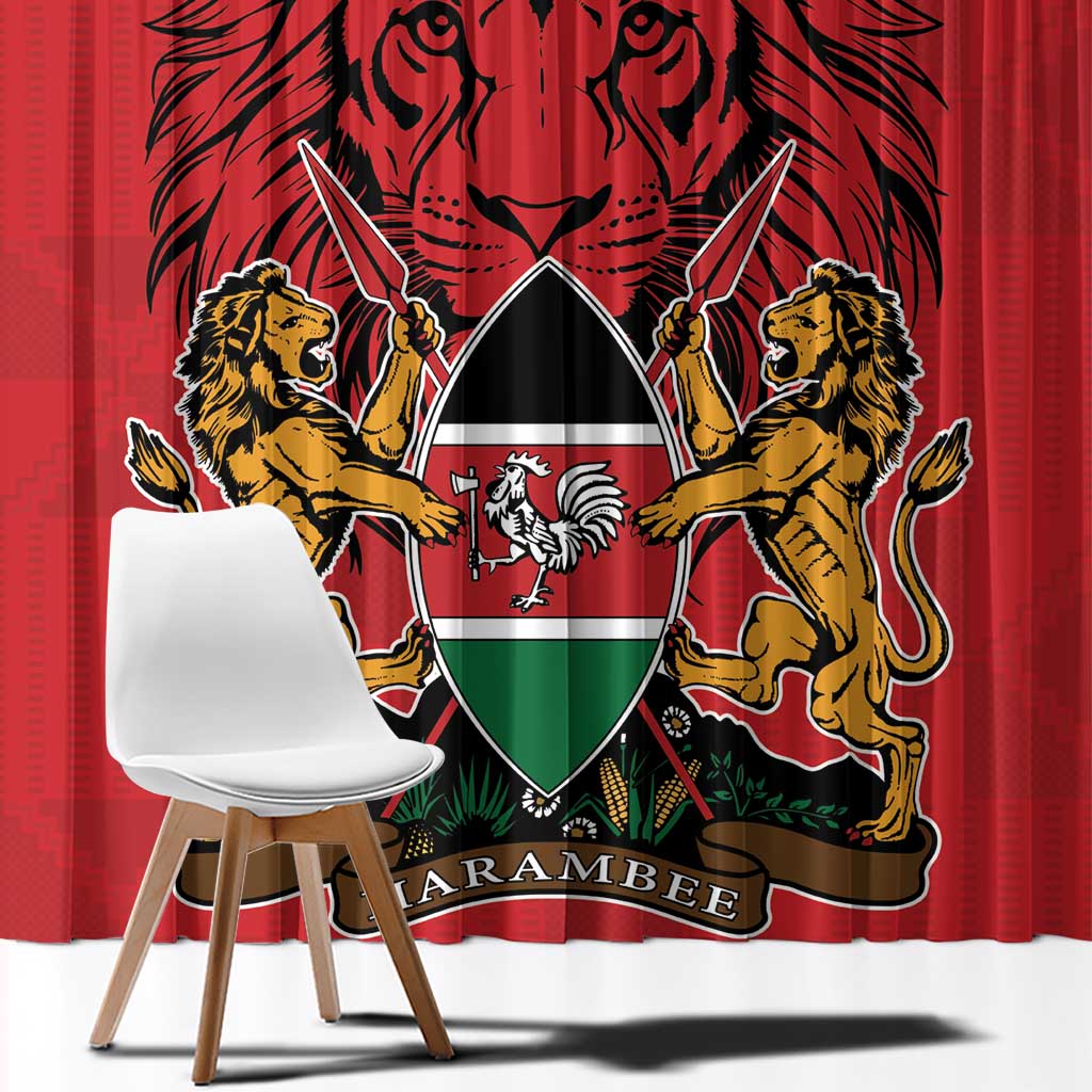 Kenya Window Curtain Coat Of Arms With Kente Patterns - Wonder Print Shop