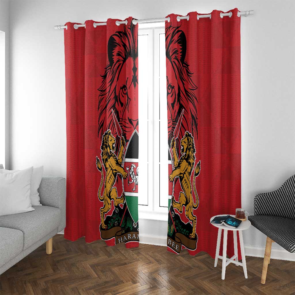 Kenya Window Curtain Coat Of Arms With Kente Patterns - Wonder Print Shop