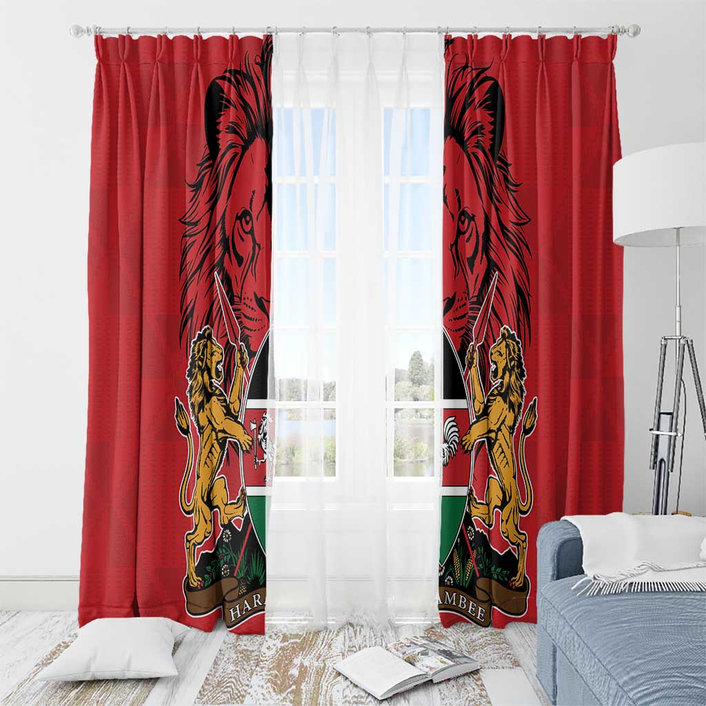 Kenya Window Curtain Coat Of Arms With Kente Patterns - Wonder Print Shop