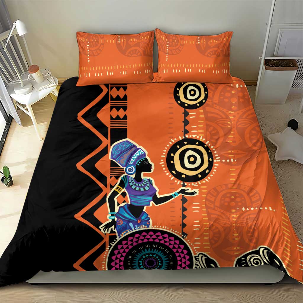 African Woman In Ethnic Dress Bedding Set Ethnic Geometric Patterns - Wonder Print Shop