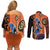 African Woman In Ethnic Dress Couples Matching Off Shoulder Short Dress and Long Sleeve Button Shirt Ethnic Geometric Patterns - Wonder Print Shop
