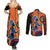 African Woman In Ethnic Dress Couples Matching Summer Maxi Dress and Long Sleeve Button Shirt Ethnic Geometric Patterns - Wonder Print Shop