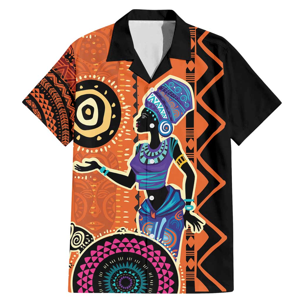 African Woman In Ethnic Dress Family Matching Mermaid Dress and Hawaiian Shirt Ethnic Geometric Patterns - Wonder Print Shop