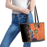 African Woman In Ethnic Dress Leather Tote Bag Ethnic Geometric Patterns - Wonder Print Shop