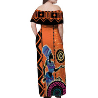 African Woman In Ethnic Dress Off Shoulder Maxi Dress Ethnic Geometric Patterns - Wonder Print Shop