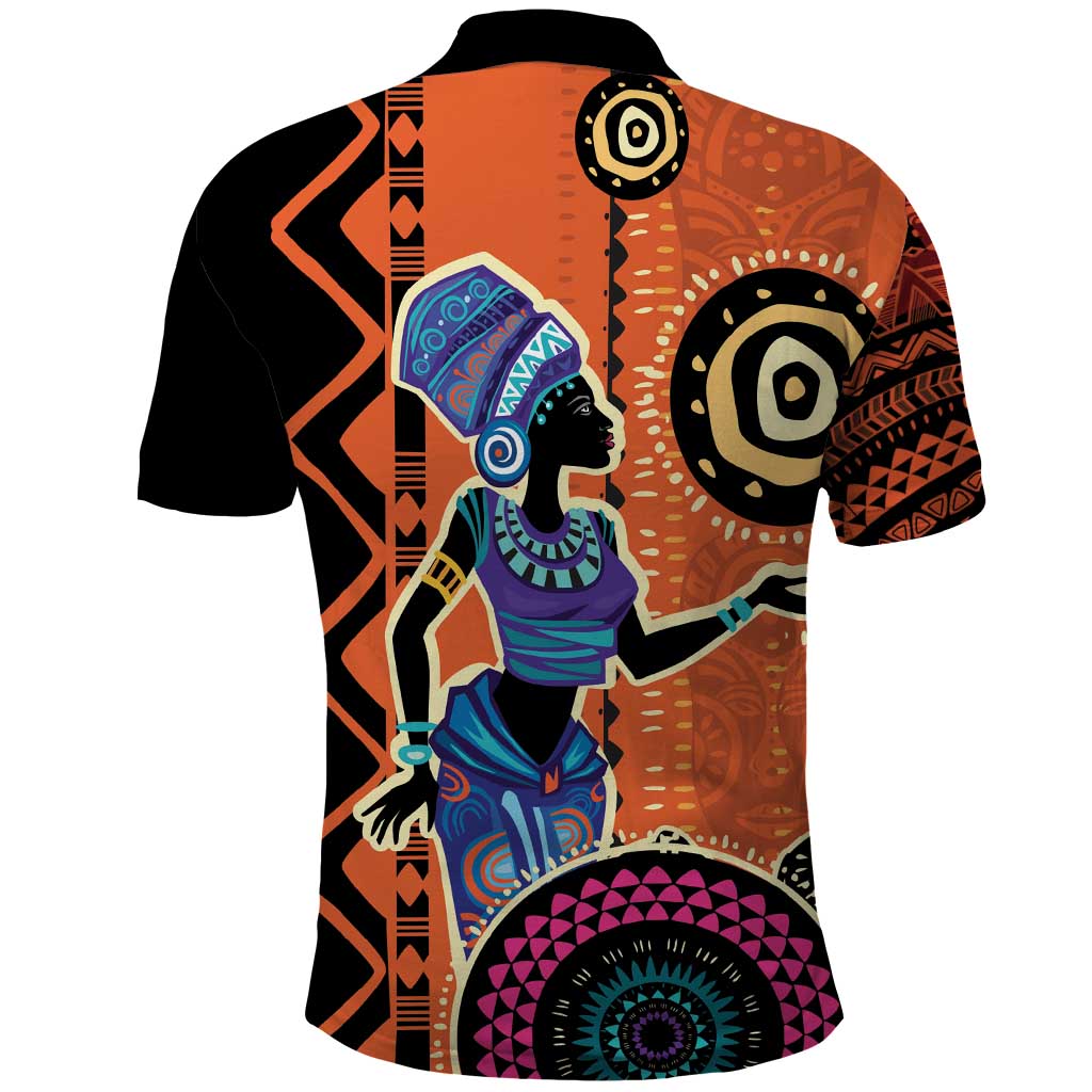 African Woman In Ethnic Dress Polo Shirt Ethnic Geometric Patterns - Wonder Print Shop