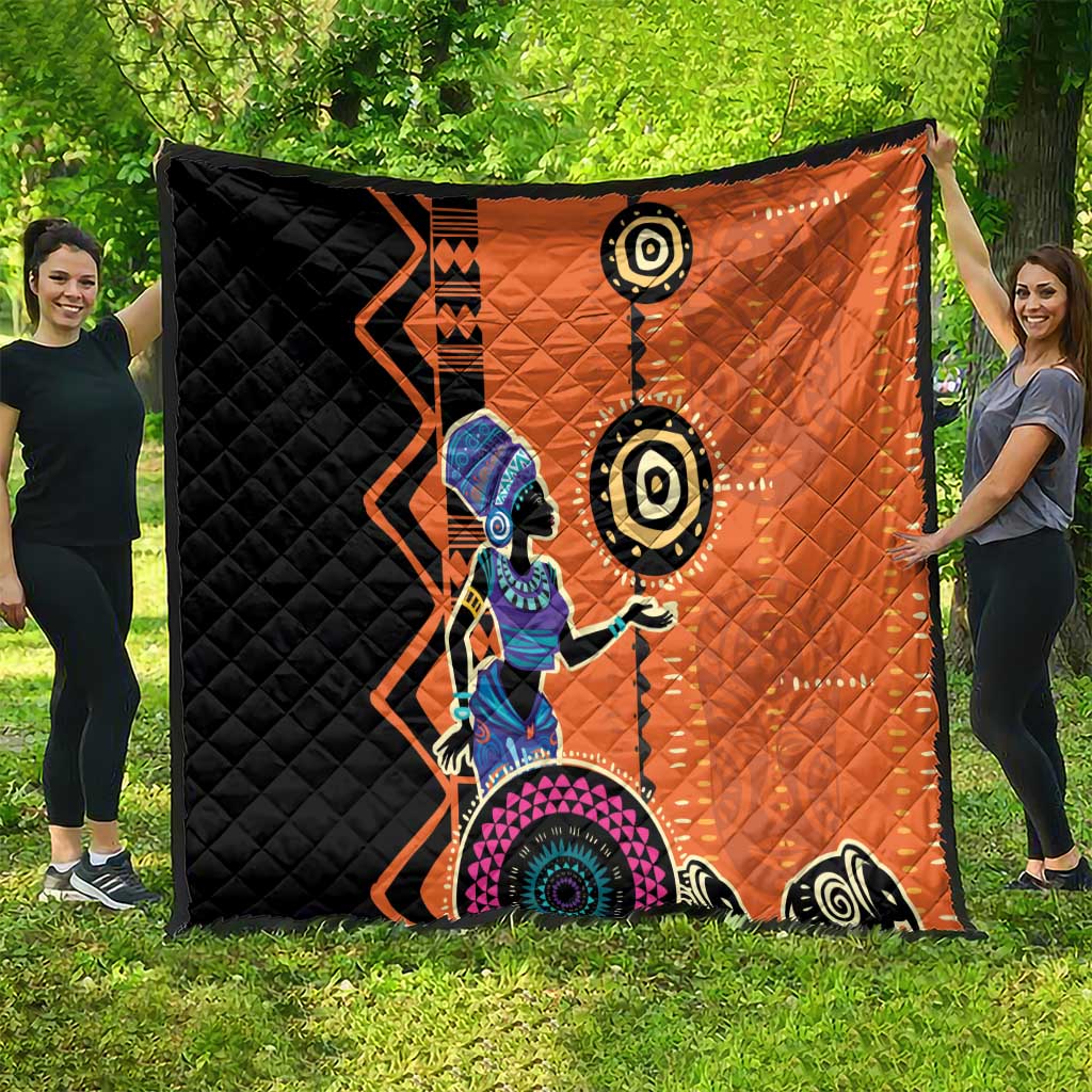 African Woman In Ethnic Dress Quilt Ethnic Geometric Patterns - Wonder Print Shop
