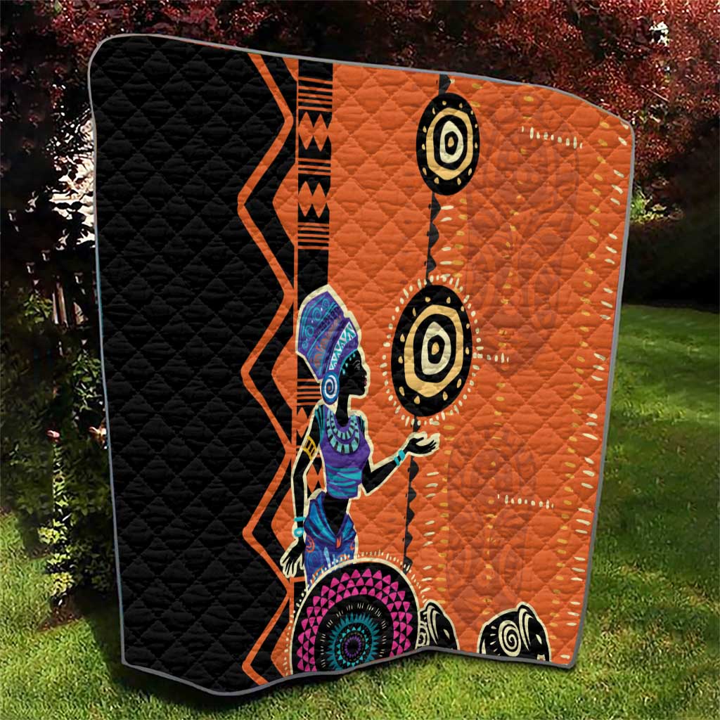 African Woman In Ethnic Dress Quilt Ethnic Geometric Patterns - Wonder Print Shop