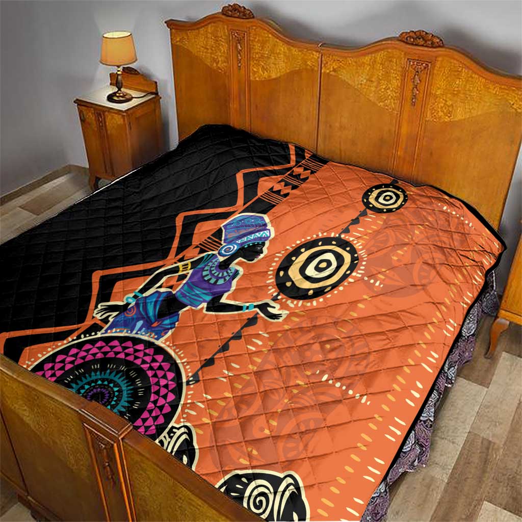 African Woman In Ethnic Dress Quilt Ethnic Geometric Patterns - Wonder Print Shop
