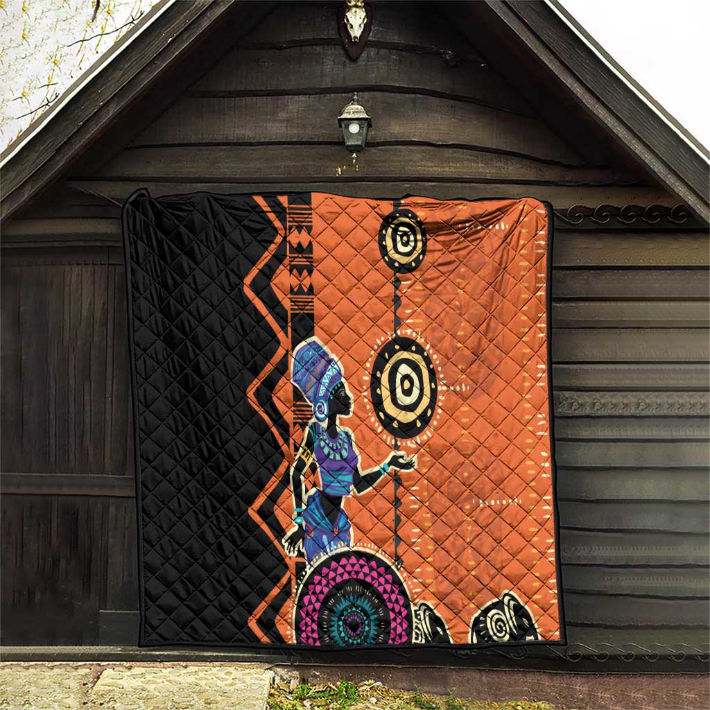 African Woman In Ethnic Dress Quilt Ethnic Geometric Patterns - Wonder Print Shop