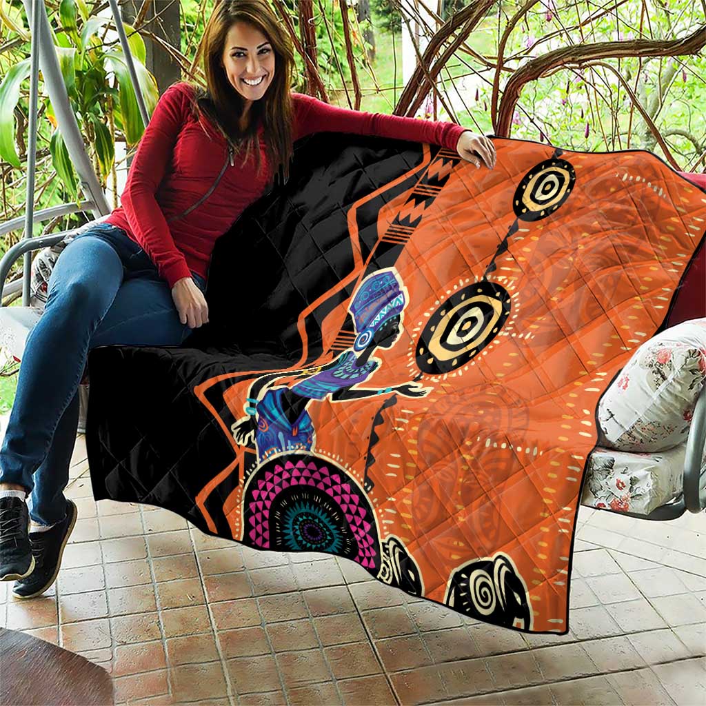 African Woman In Ethnic Dress Quilt Ethnic Geometric Patterns - Wonder Print Shop