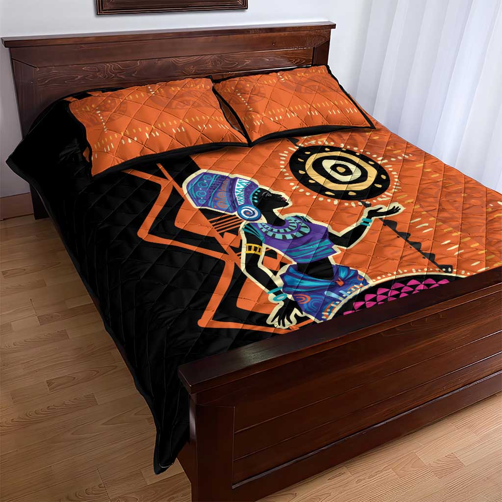 African Woman In Ethnic Dress Quilt Bed Set Ethnic Geometric Patterns - Wonder Print Shop
