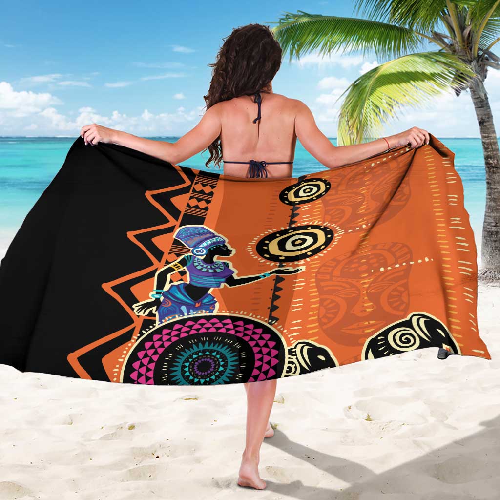 African Woman In Ethnic Dress Sarong Ethnic Geometric Patterns - Wonder Print Shop