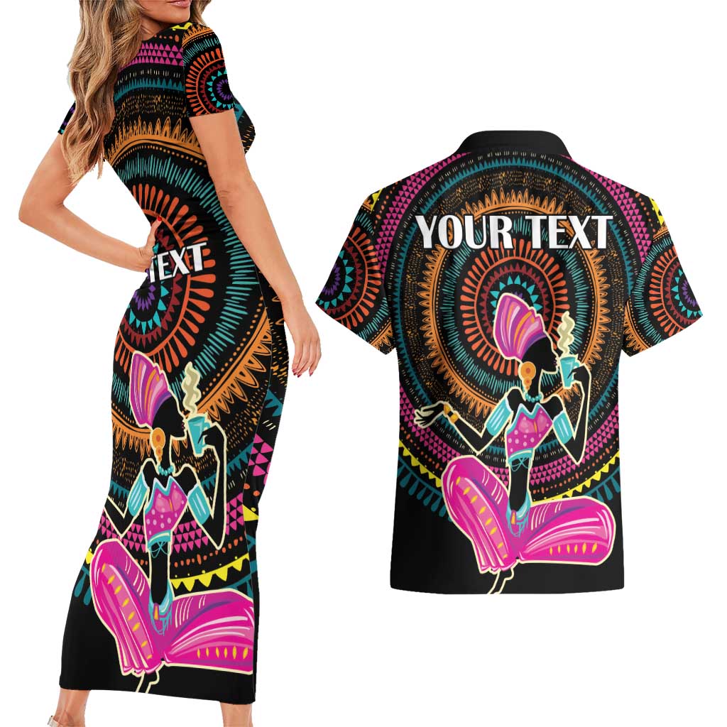Personalized Africa Couples Matching Short Sleeve Bodycon Dress and Hawaiian Shirt Beautiful Black Woman - Wonder Print Shop