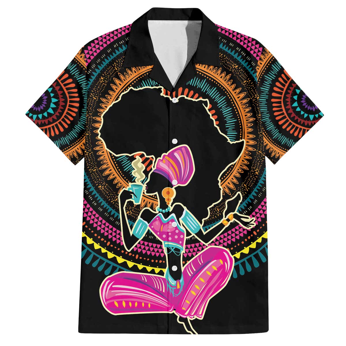Personalized Africa Family Matching Off Shoulder Short Dress and Hawaiian Shirt Beautiful Black Woman - Wonder Print Shop
