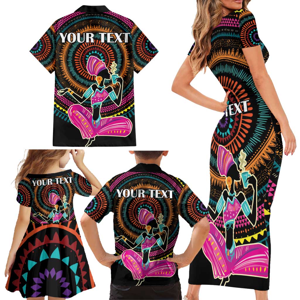 Personalized Africa Family Matching Short Sleeve Bodycon Dress and Hawaiian Shirt Beautiful Black Woman - Wonder Print Shop