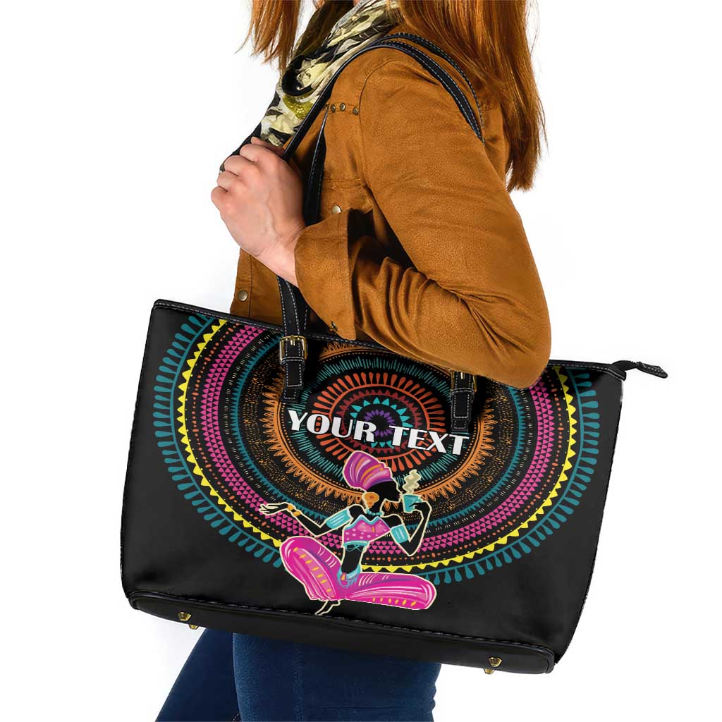 Personalized Africa Leather Tote Bag Beautiful Black Woman - Wonder Print Shop