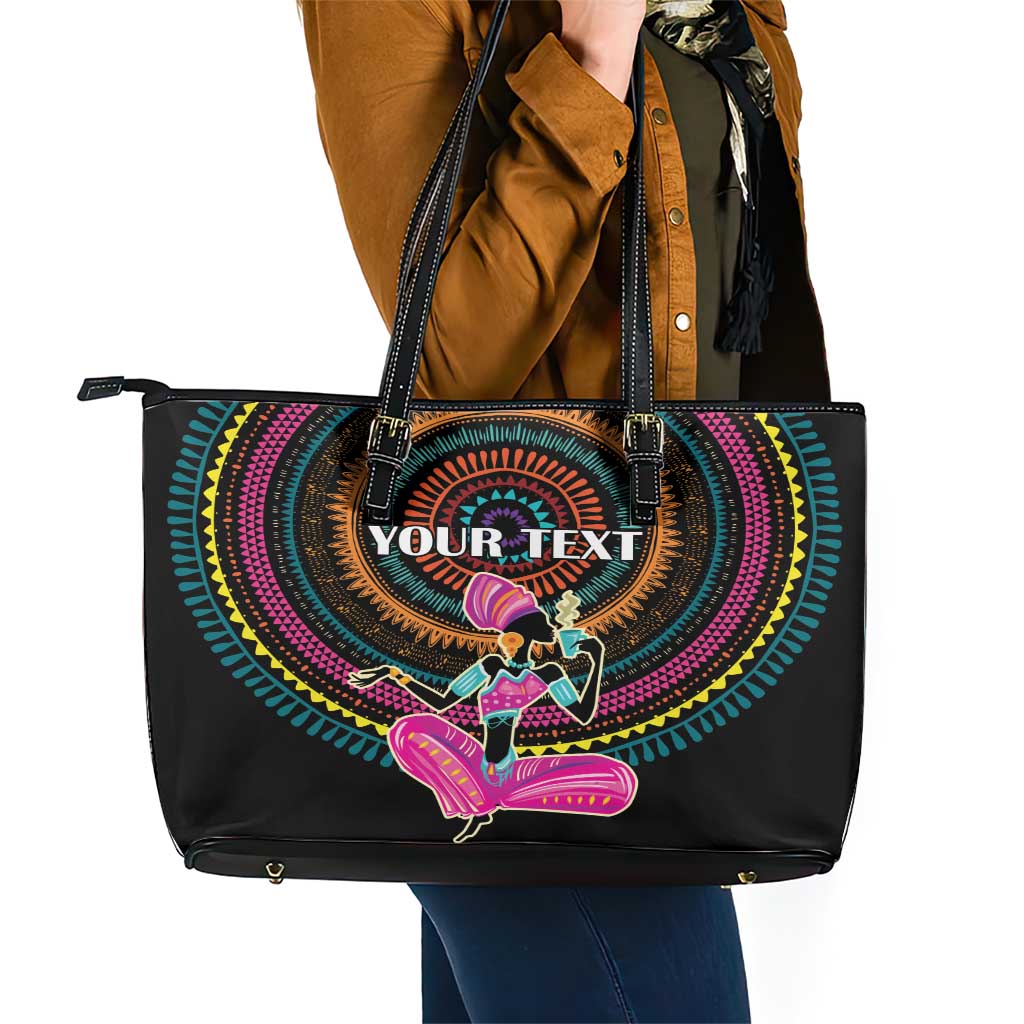 Personalized Africa Leather Tote Bag Beautiful Black Woman - Wonder Print Shop