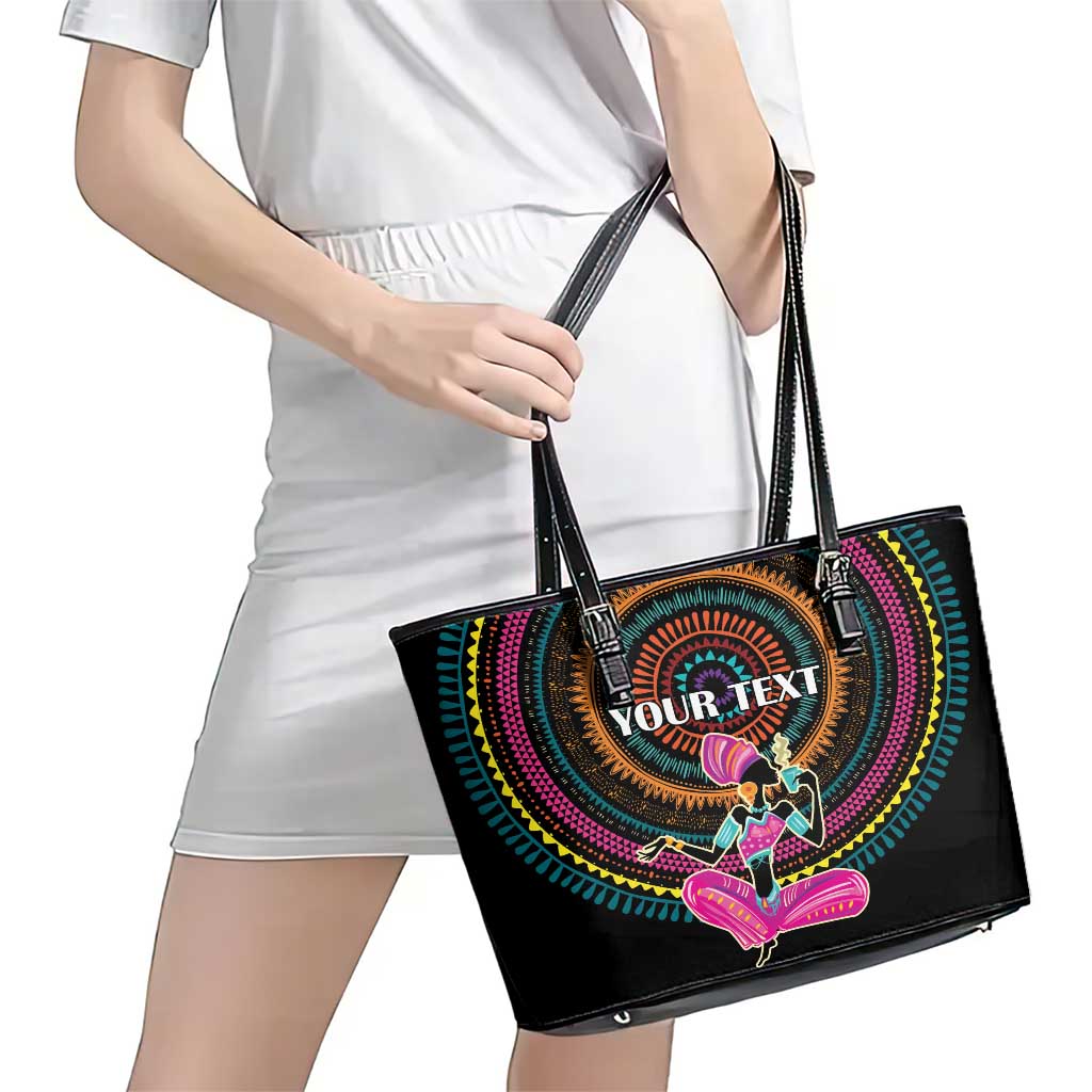 Personalized Africa Leather Tote Bag Beautiful Black Woman - Wonder Print Shop