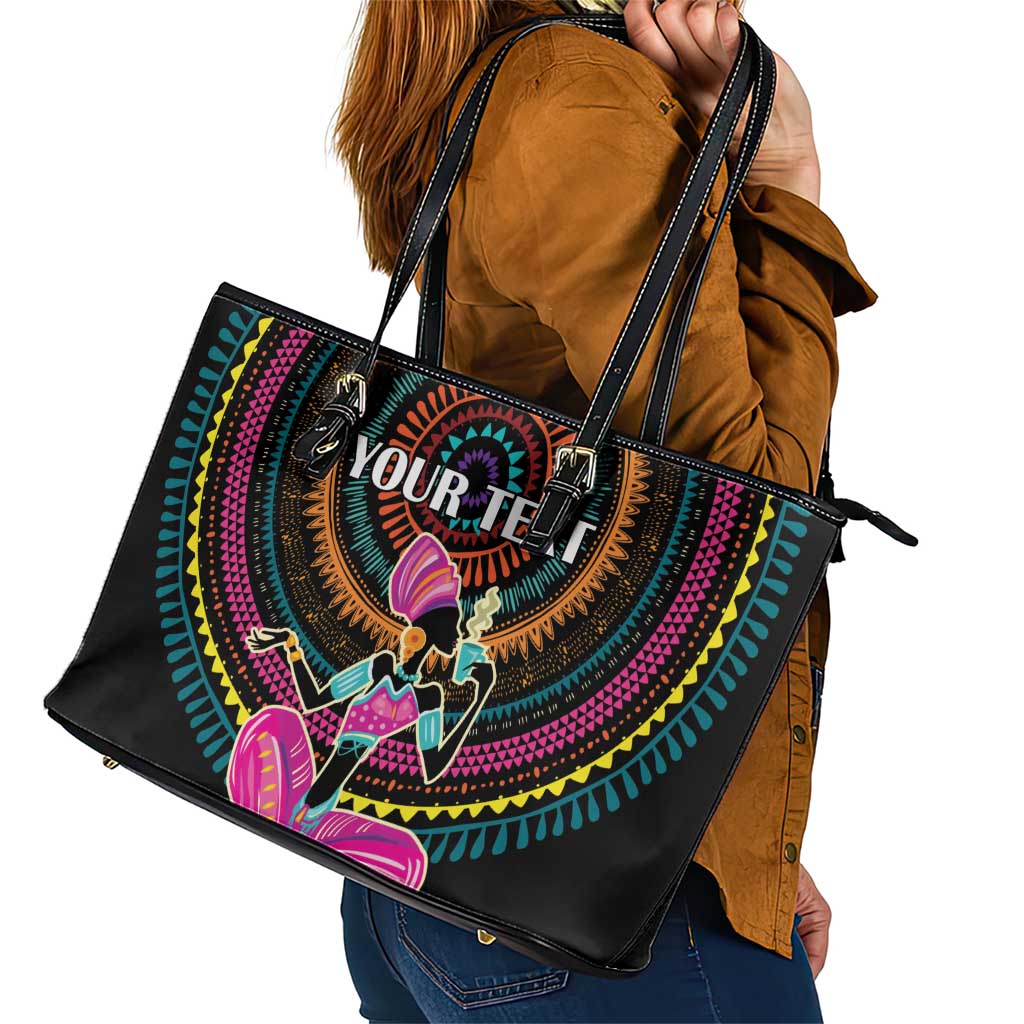Personalized Africa Leather Tote Bag Beautiful Black Woman - Wonder Print Shop