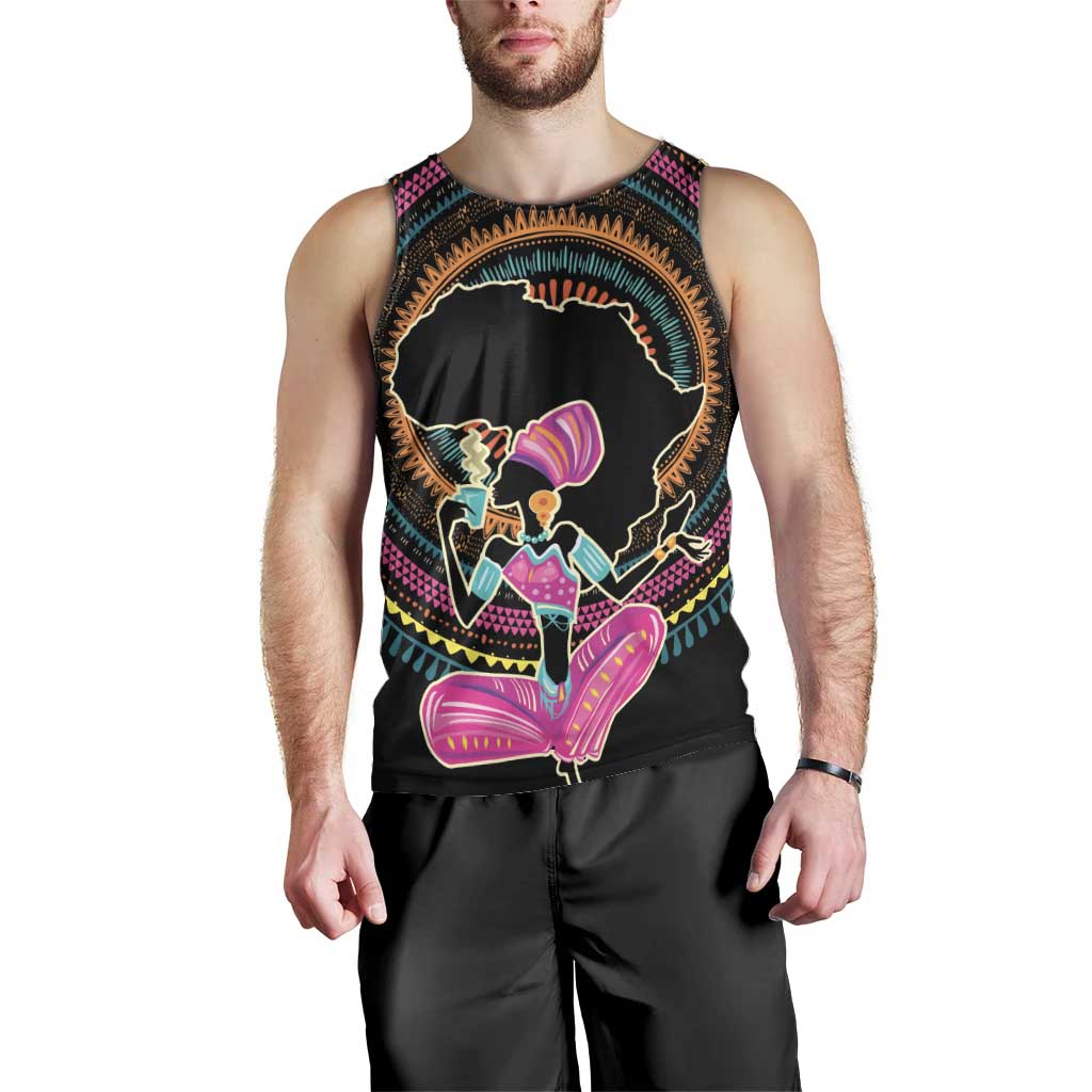 Personalized Africa Men Tank Top Beautiful Black Woman - Wonder Print Shop