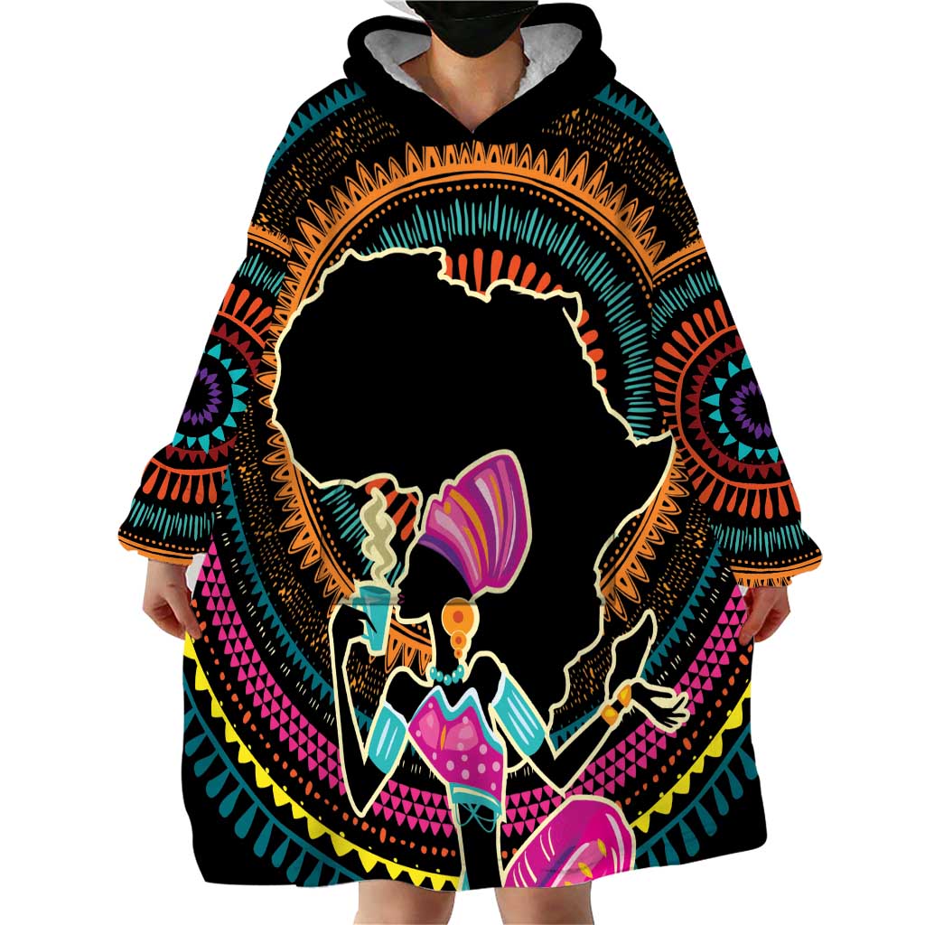 Personalized Africa Wearable Blanket Hoodie Beautiful Black Woman - Wonder Print Shop