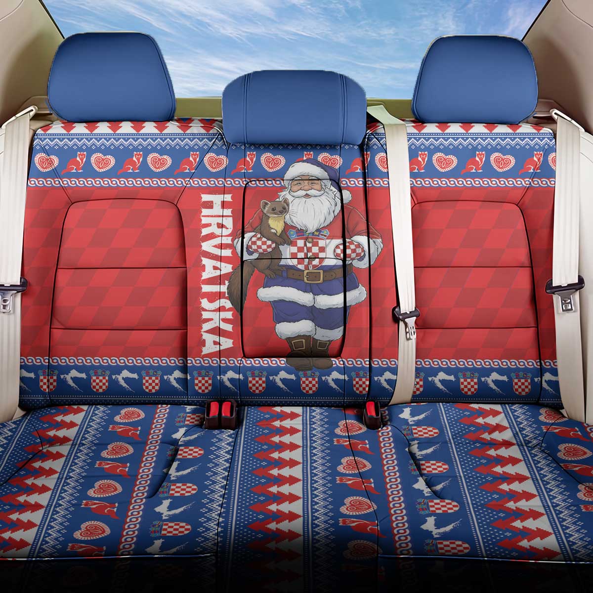 Croatia Christmas Back Car Seat Cover Djed Bozicnjak Hrvatska - Wonder Print Shop