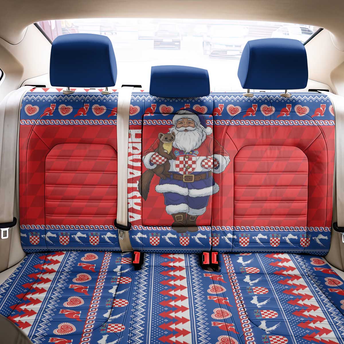 Croatia Christmas Back Car Seat Cover Djed Bozicnjak Hrvatska - Wonder Print Shop