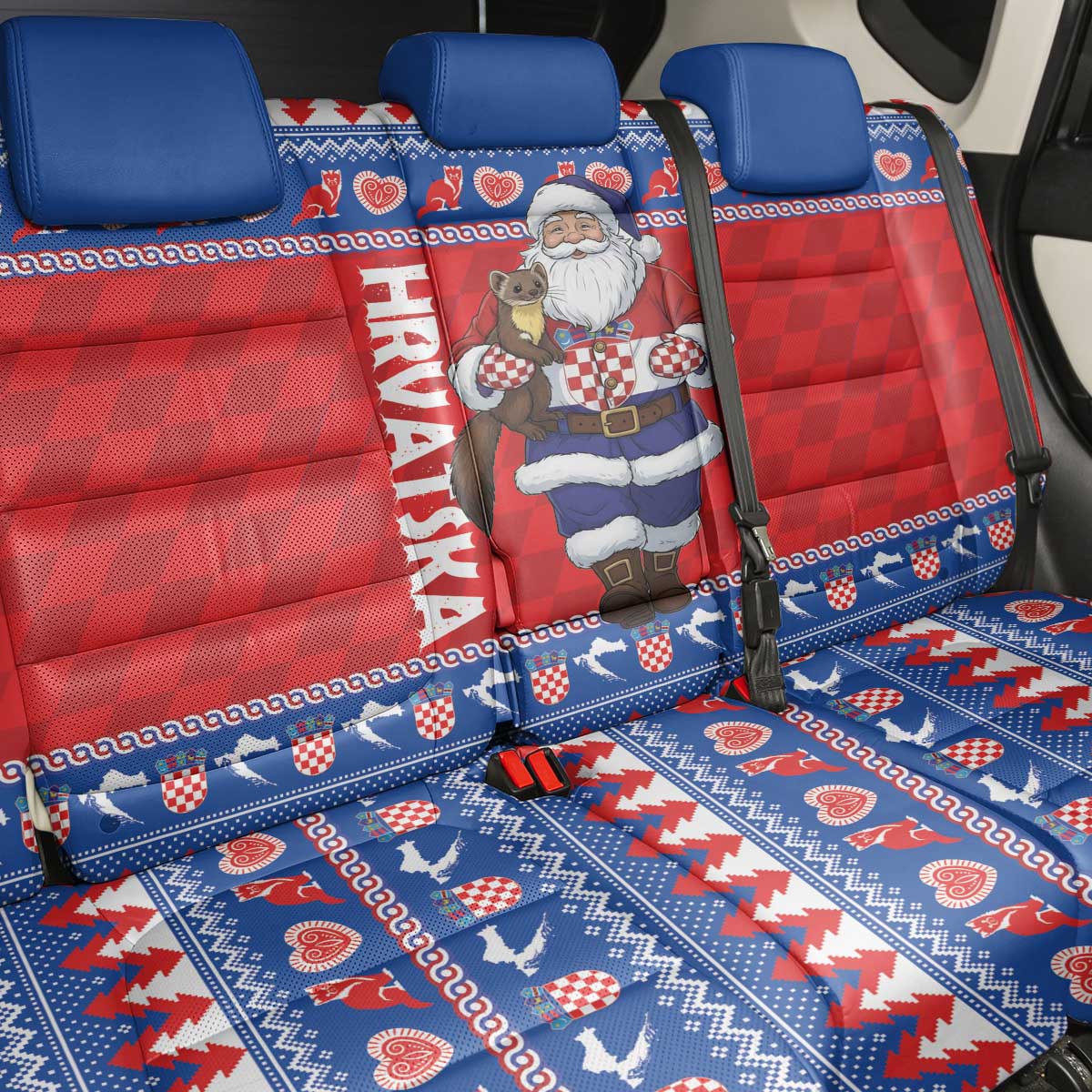 Croatia Christmas Back Car Seat Cover Djed Bozicnjak Hrvatska - Wonder Print Shop