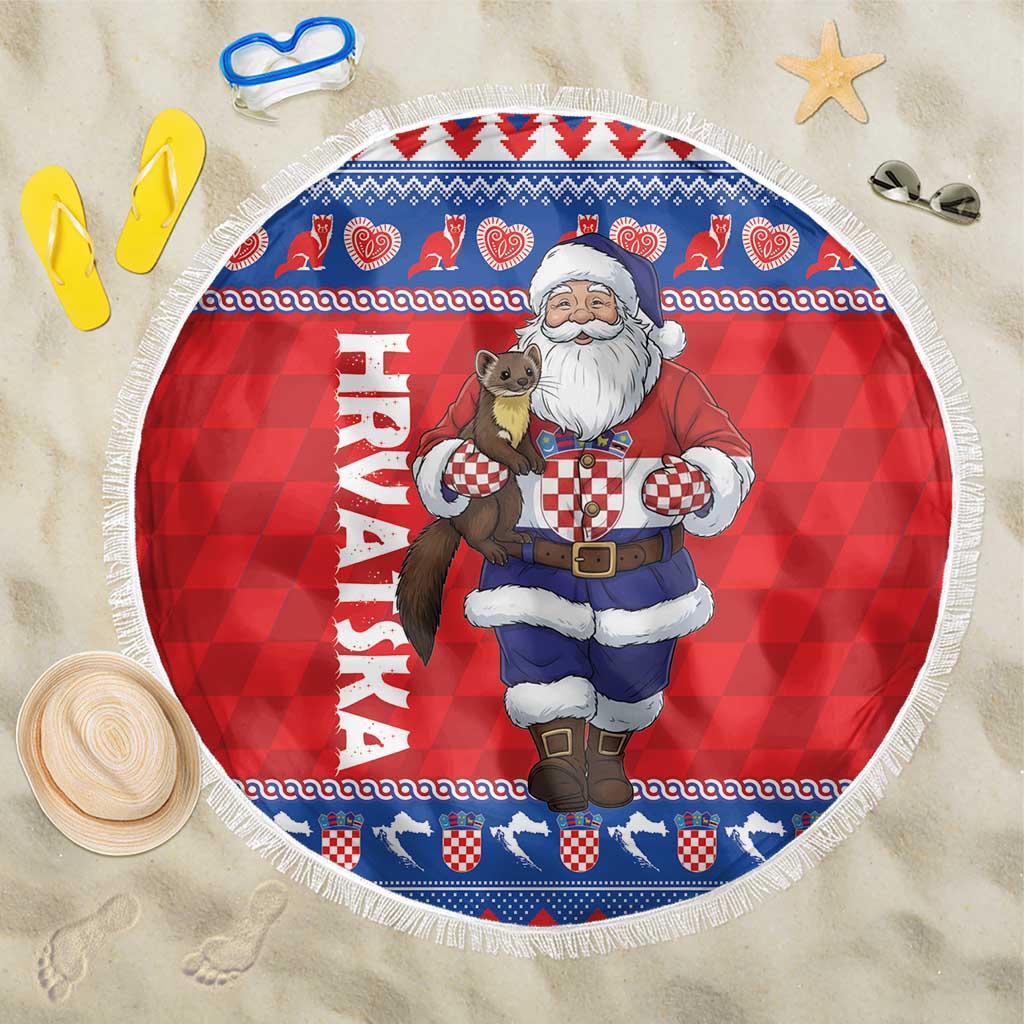 Croatia Christmas Beach Blanket Djed Bozicnjak Hrvatska - Wonder Print Shop