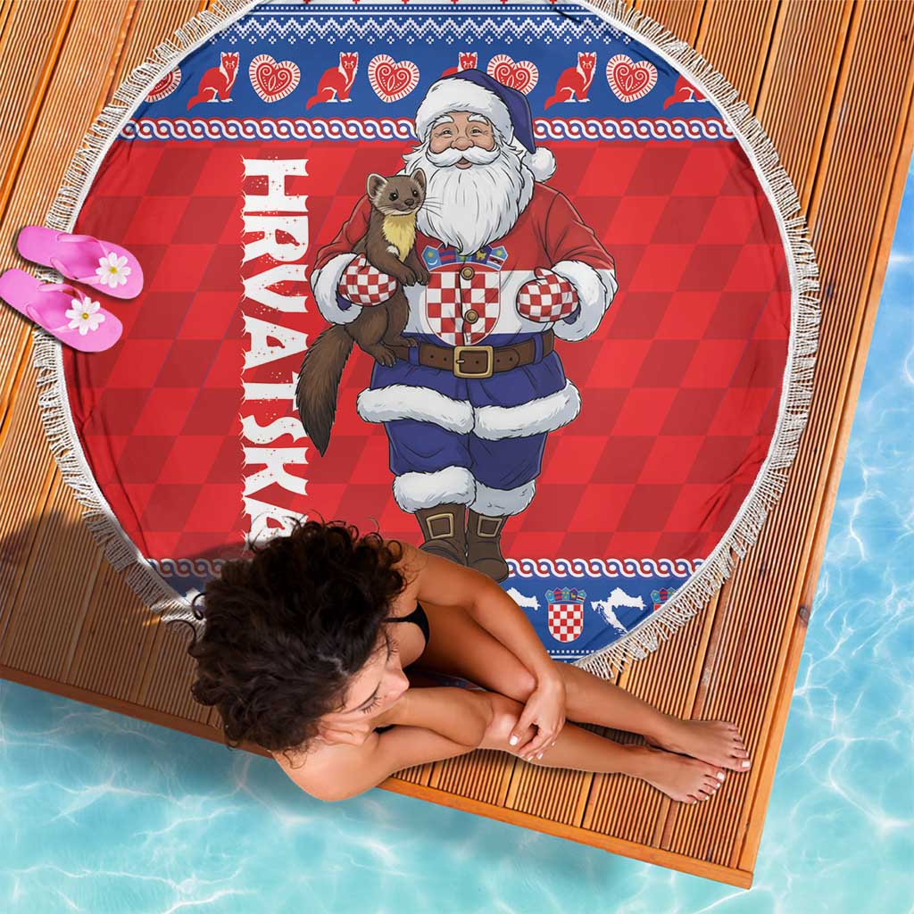 Croatia Christmas Beach Blanket Djed Bozicnjak Hrvatska - Wonder Print Shop