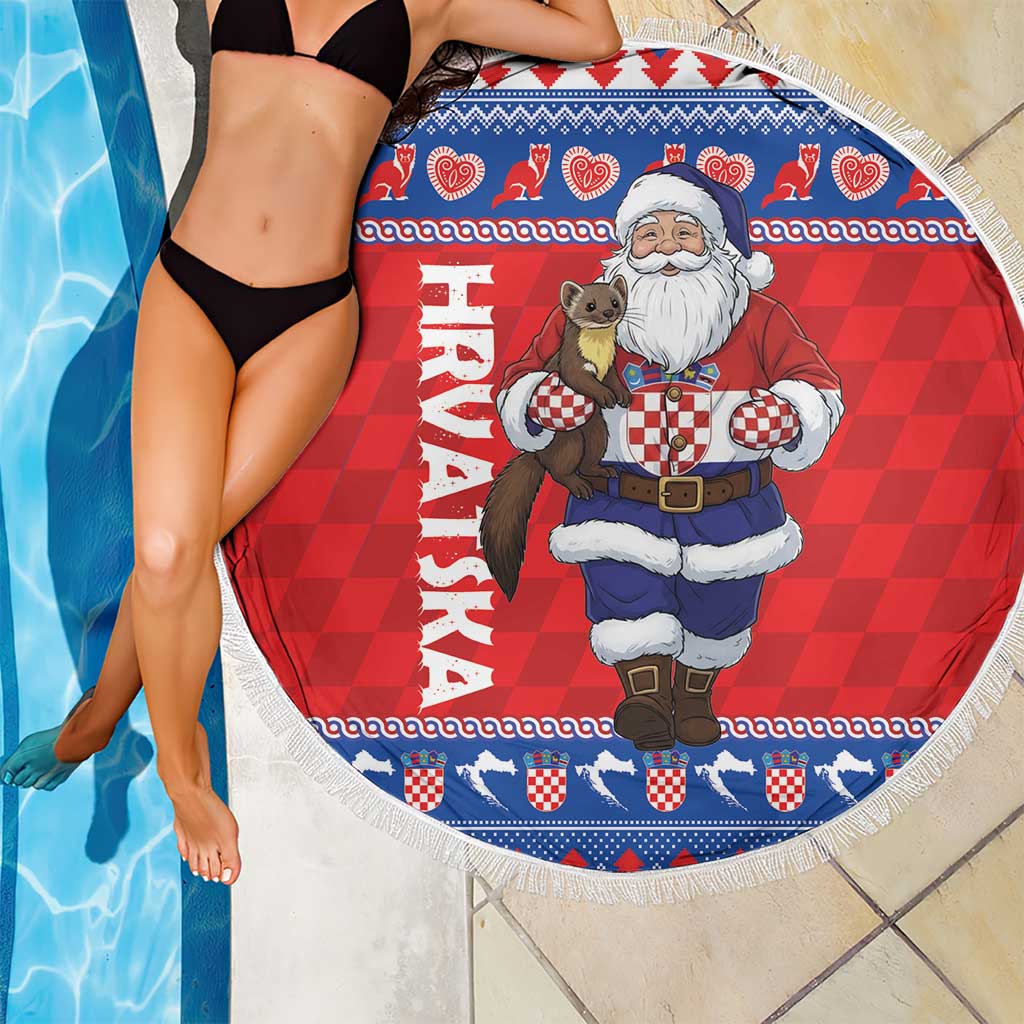 Croatia Christmas Beach Blanket Djed Bozicnjak Hrvatska - Wonder Print Shop