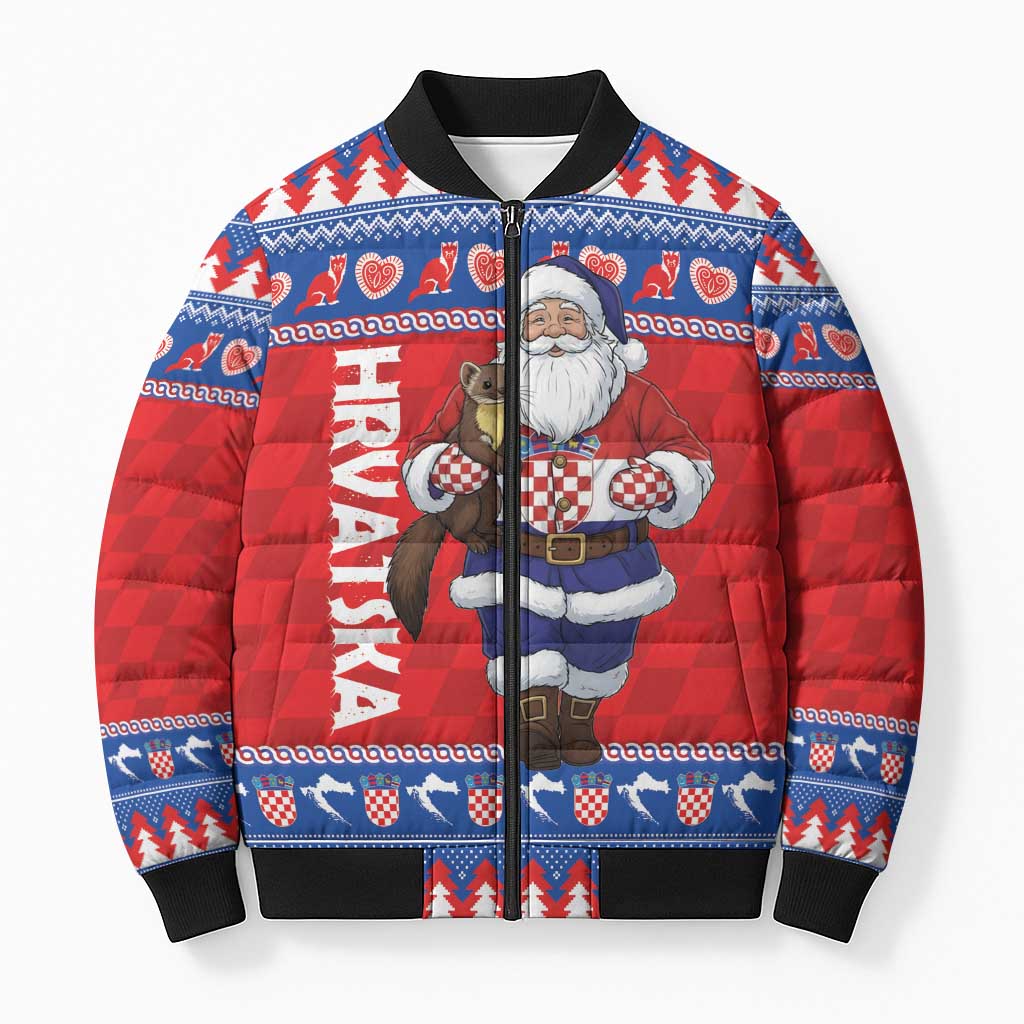 Croatia Christmas Bomber Puffer Jacket Djed Bozicnjak Hrvatska - Wonder Print Shop