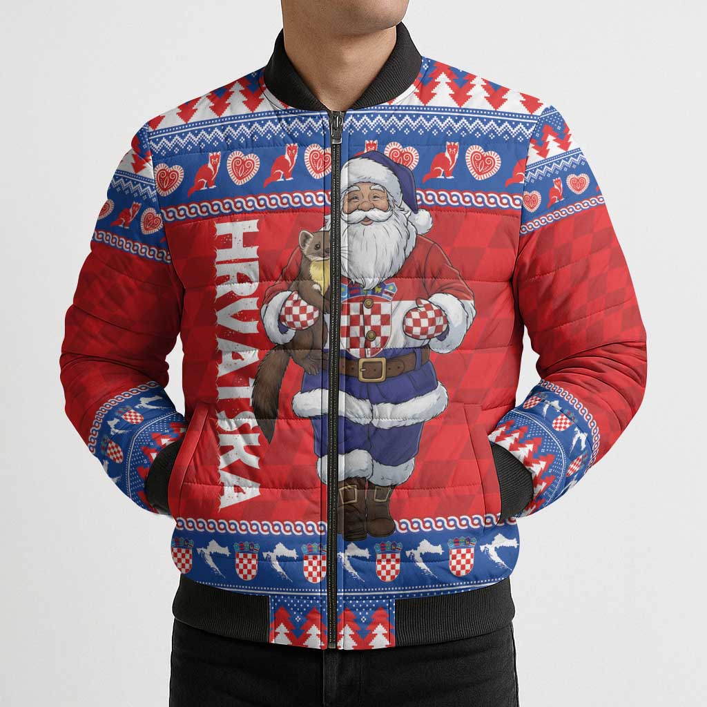 Croatia Christmas Bomber Puffer Jacket Djed Bozicnjak Hrvatska - Wonder Print Shop