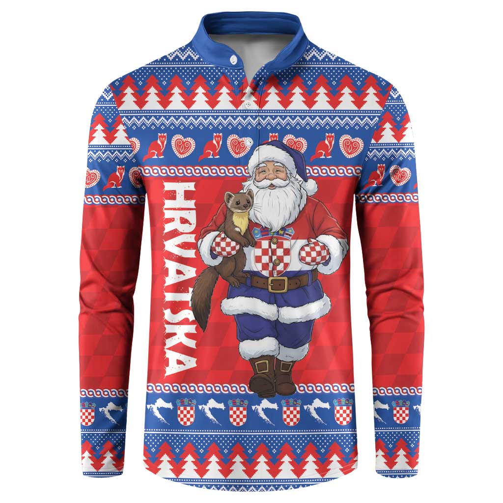 Croatia Christmas Button Sweatshirt Djed Bozicnjak Hrvatska - Wonder Print Shop