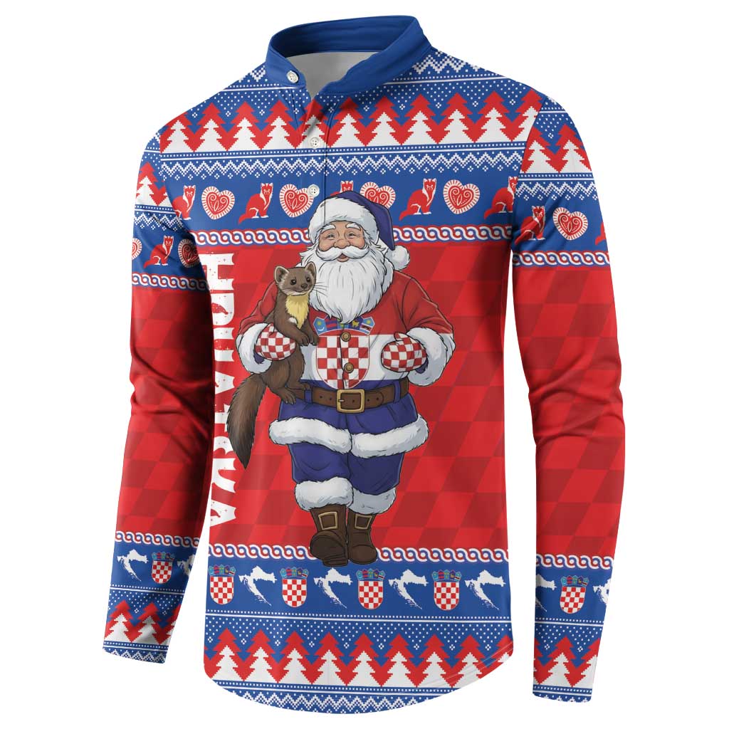 Croatia Christmas Button Sweatshirt Djed Bozicnjak Hrvatska - Wonder Print Shop