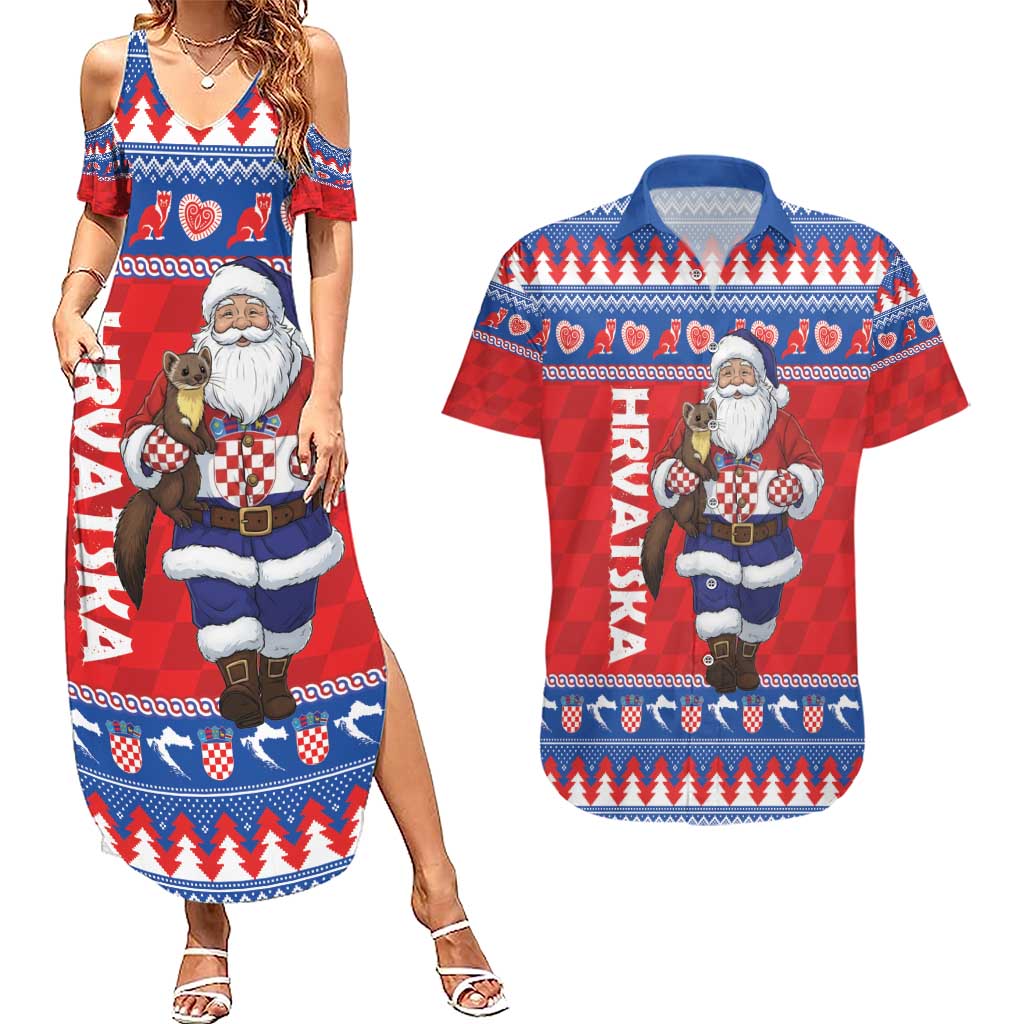 Croatia Christmas Couples Matching Summer Maxi Dress and Hawaiian Shirt Djed Bozicnjak Hrvatska - Wonder Print Shop